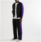 Needles - Logo-Embroidered Webbing-Trimmed Tech-Jersey Track Pants - Gray