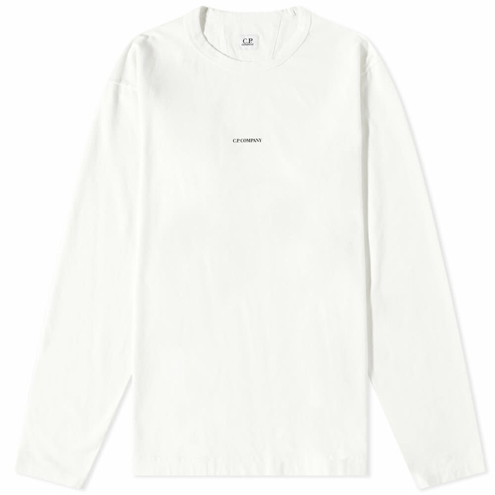 Photo: C.P. Company Men's Centre Logo Long Sleeve T-Shirt in Gauze White