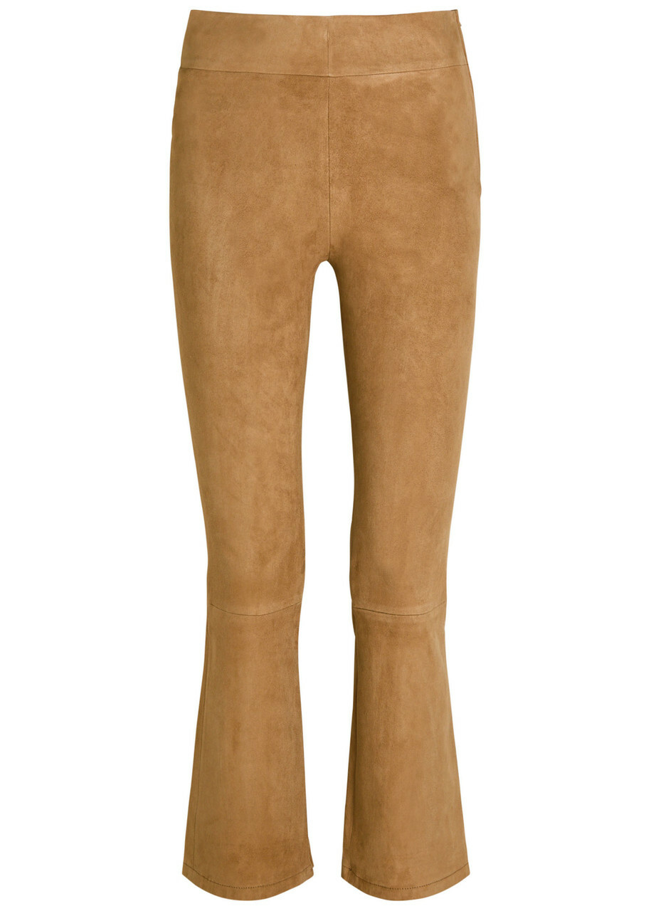 Arma Zaragoza Slim Bootcut Suede Trousers Light Brown