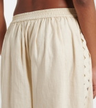 Simkhai Lace-trimmed linen-blend straight pants