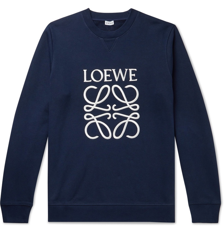 Photo: Loewe - Logo-Embroidered Loopback Cotton-Jersey Sweatshirt - Blue