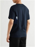 Universal Works - Tie-Dyed Poplin-Panelled Cotton-Jersey T-Shirt - Blue