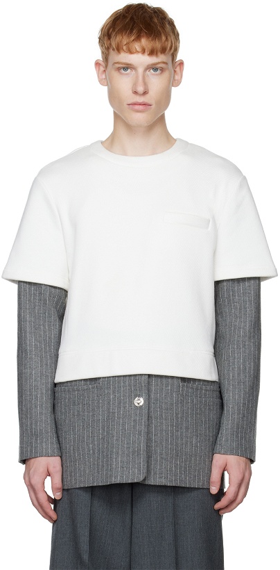 Photo: CALVINLUO White & Gray Layered Long Sleeve T-Shirt