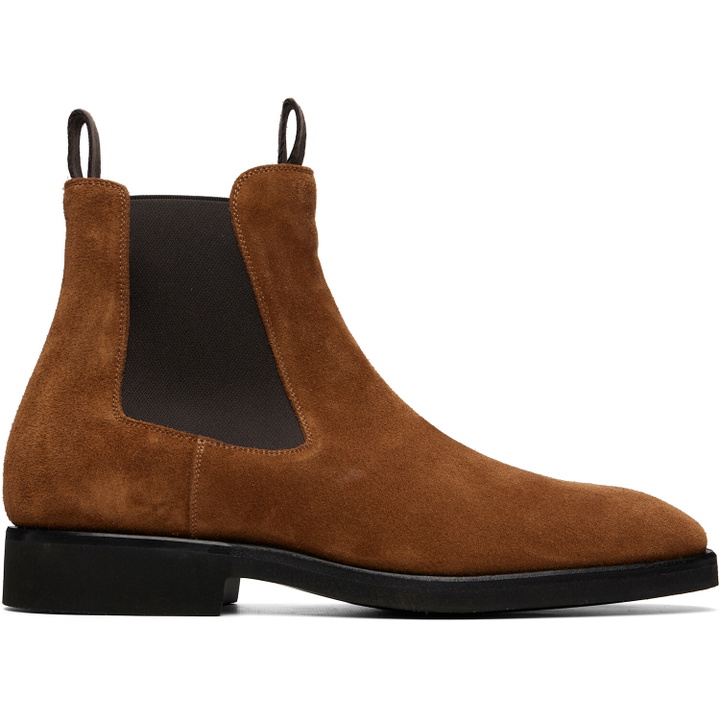 Photo: TOM FORD Brown Suede Owen Chelsea Boots