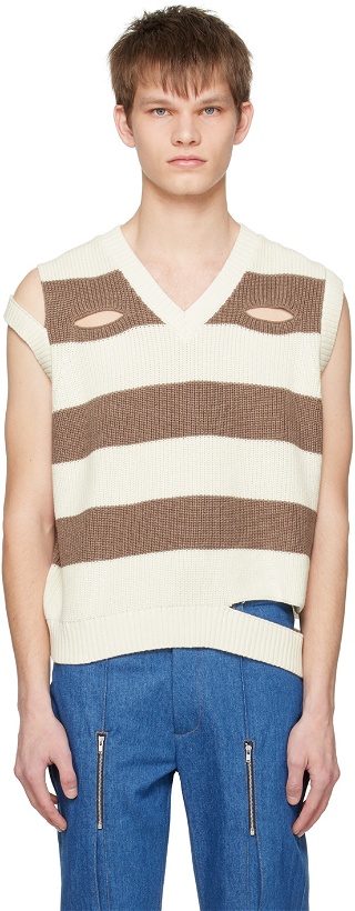 Photo: The World Is Your Oyster Brown & White Cutout Vest