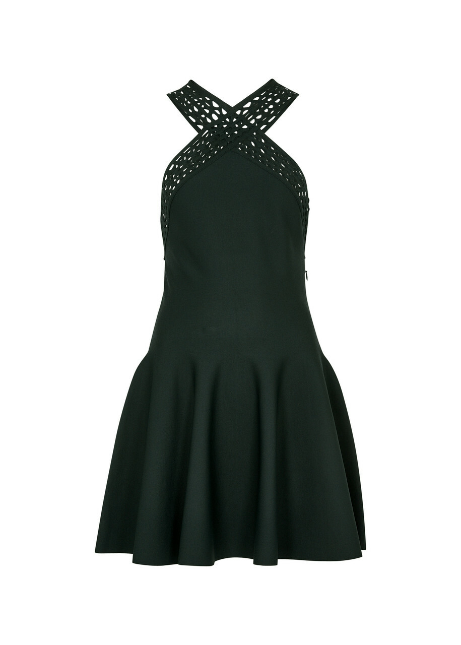 Alaïa Vienne Stretch-knit Mini Dress Dark Green ALAÏA