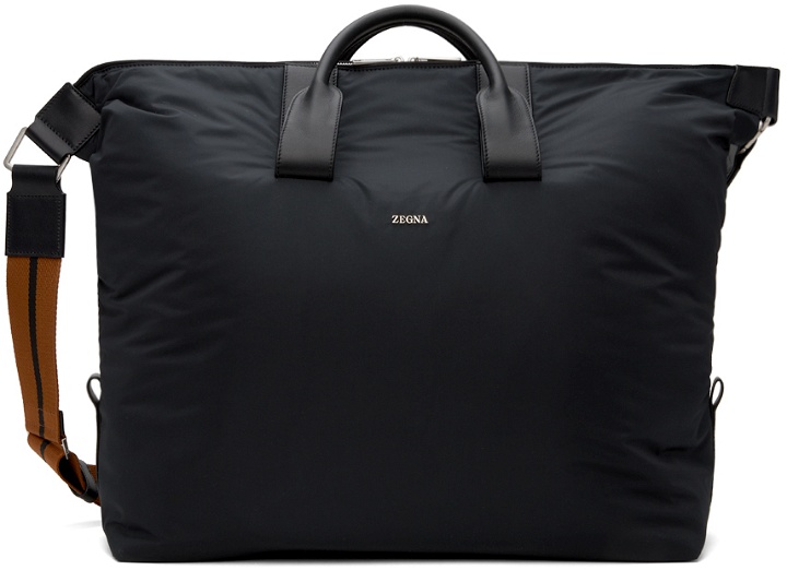 Photo: ZEGNA Black Technical Fabric Holdall Duffle Bag