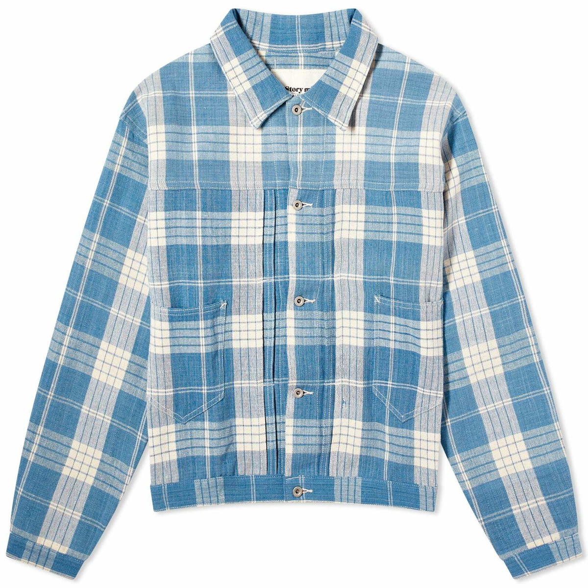 Story mfg. Men's Sundae Jacket in Indigo Ecru Check Story Mfg.