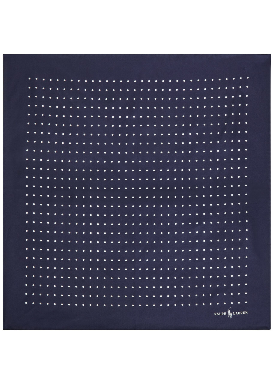 Polo Ralph Lauren Printed Silk Bandana - Navy - One Size