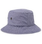 ACNE STUDIOS - Logo-Embroidered Gingham Woven Bucket Hat - Blue
