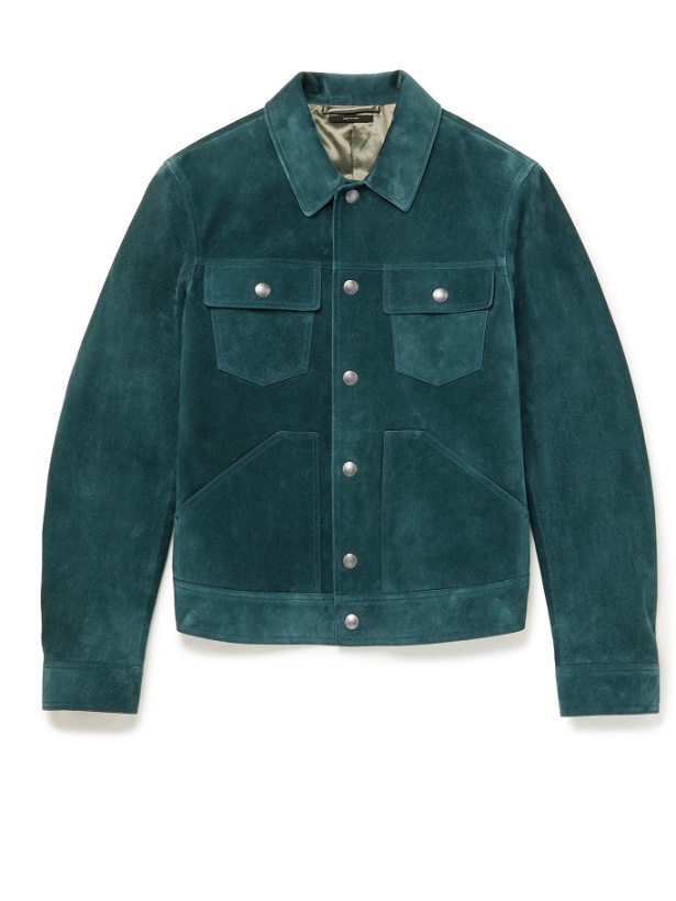 Photo: TOM FORD - Suede Trucker Jacket - Blue