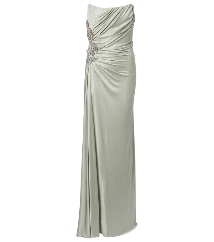 Photo: Costarellos Lorinne embellished satin bustier gown