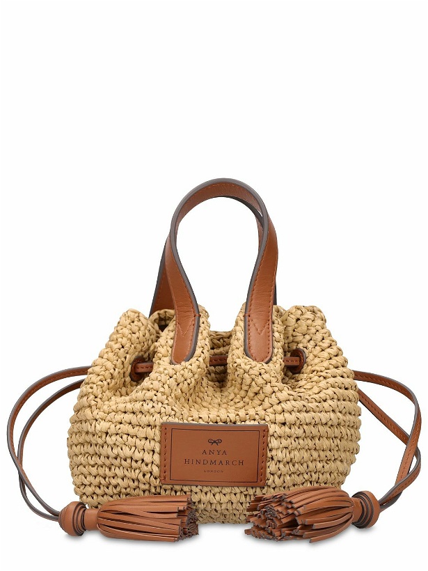 Photo: ANYA HINDMARCH Small Straw And Leather Top Handle Bag