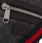 Gucci - Leather-Trimmed Monogrammed Coated-Canvas Messenger Bag - Black