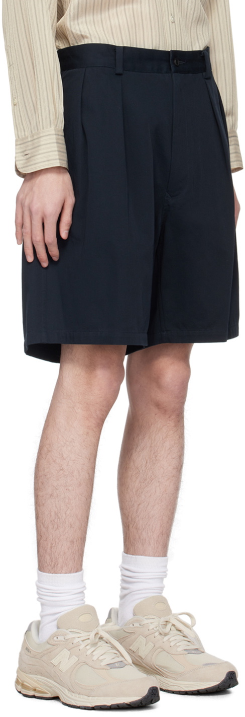 YLÈVE Navy Pleated Shorts