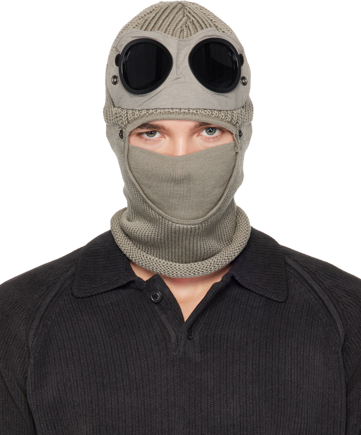C.P. Company Gray Extrafine Merino Wool Goggle Balaclava