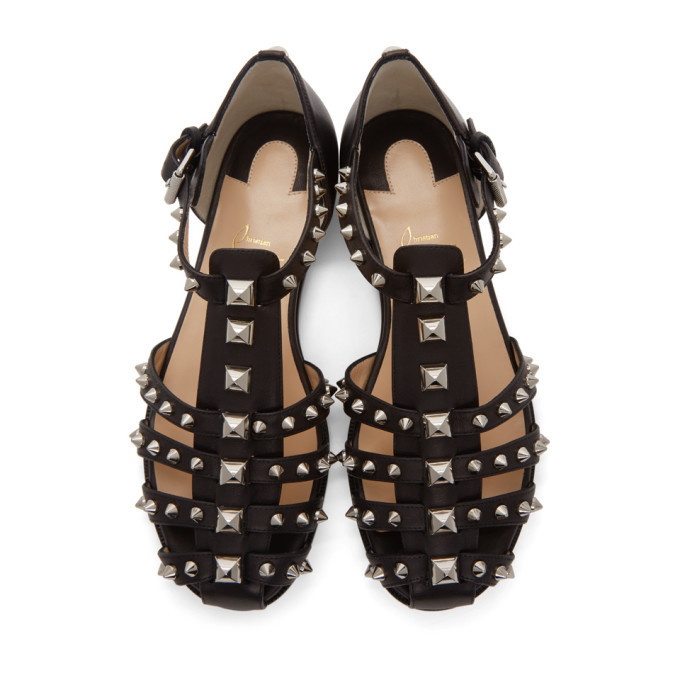 Christian Louboutin Black LoubiClou Flat Sandals Christian Louboutin