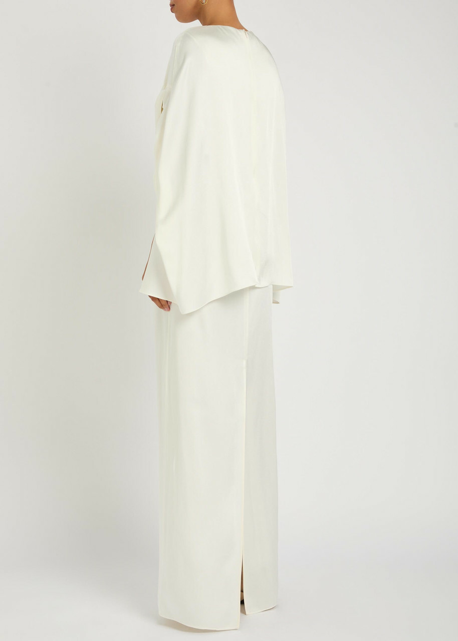 Stella Mccartney Draped Cape-effect Satin-crepe Gown Cream