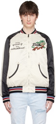 Evisu White & Black Eagle & Evisu Reversible Bomber Jacket