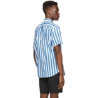 Levis Blue and White Striped Two Pocket Relaxed Safari Short Sleeve Shirt