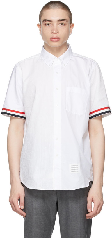 Photo: Thom Browne White Seersucker Funmix Shirt