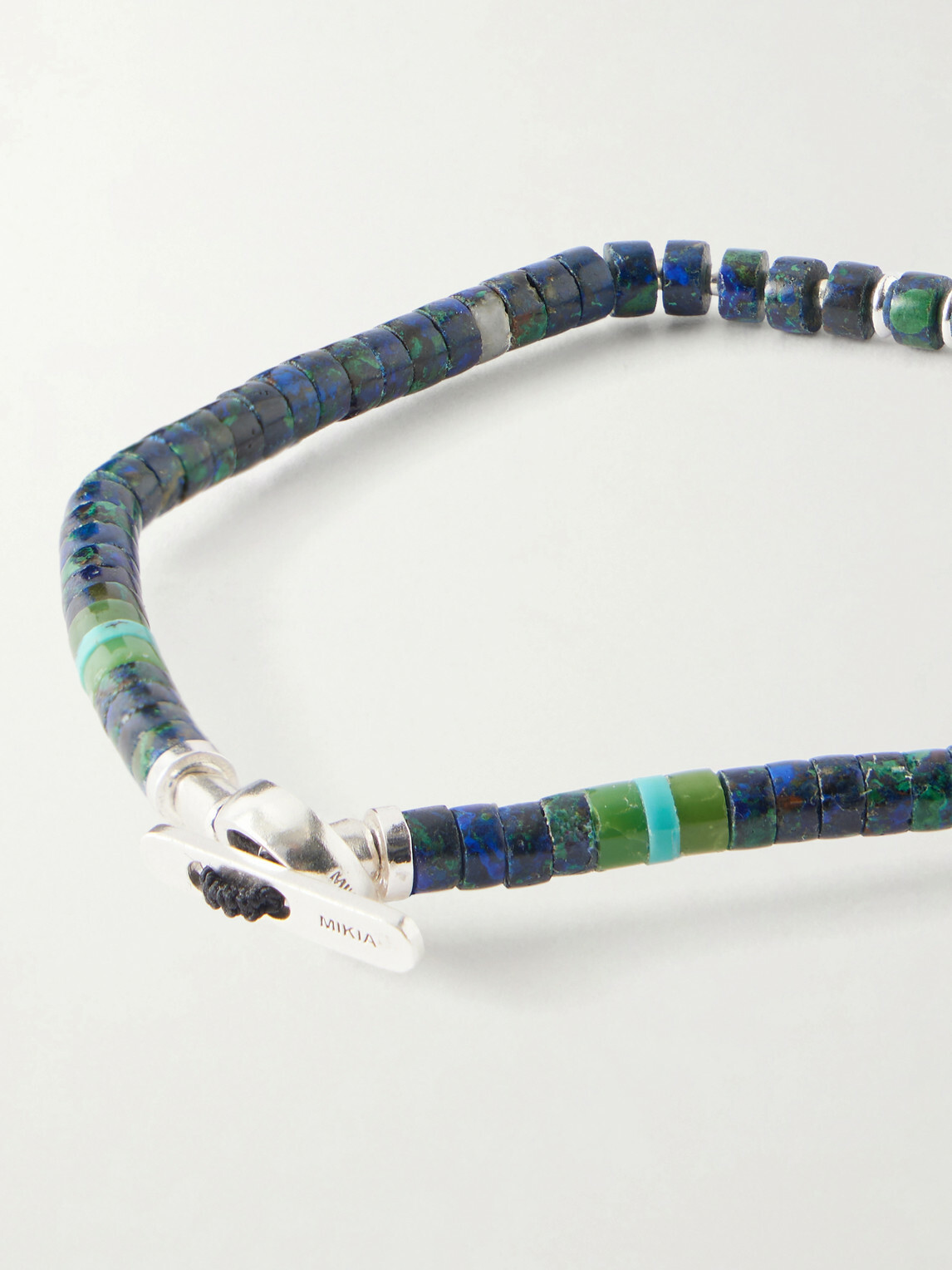 Mikia - Heishi Sterling Silver and Azurite Beaded Bracelet - Blue