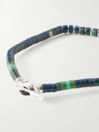 Mikia - Heishi Sterling Silver and Azurite Beaded Bracelet - Blue