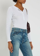 Nili Lotan Jordan Henley Ribbed Cotton top White