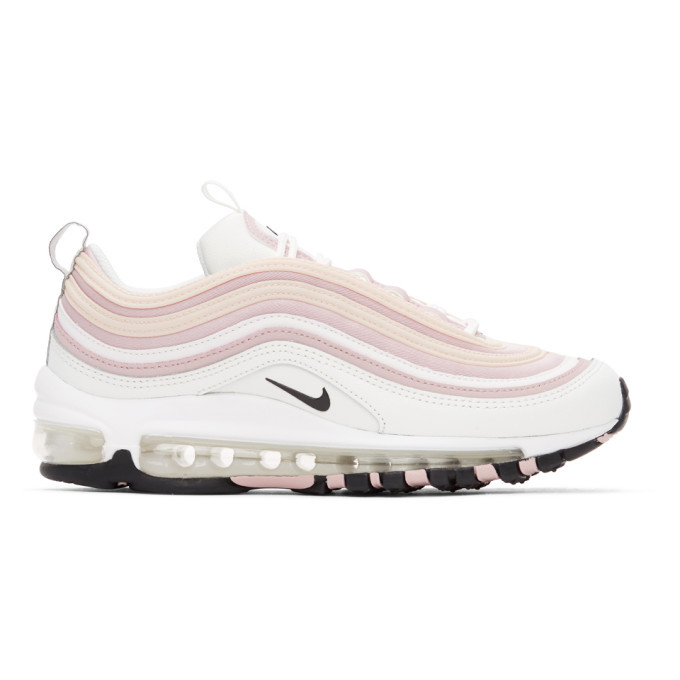 white and pink nike 97