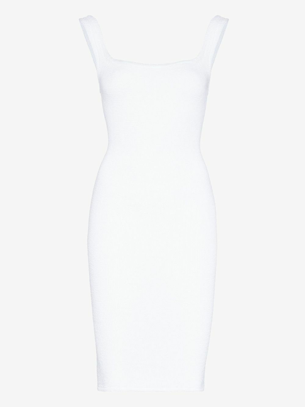 Hunza G White Crinkle Bodycon Dress Hunza G