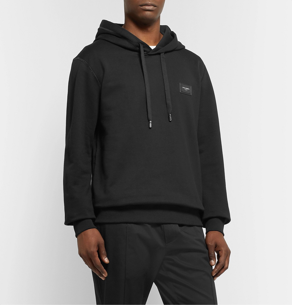 Dolce & Gabbana - Logo-Appliquéd Loopback Cotton-Jersey Hoodie - Black ...