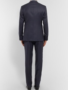 Kingsman - Navy Double-Breasted Pinstriped Wool and Cashmere-Blend Suit - Blue