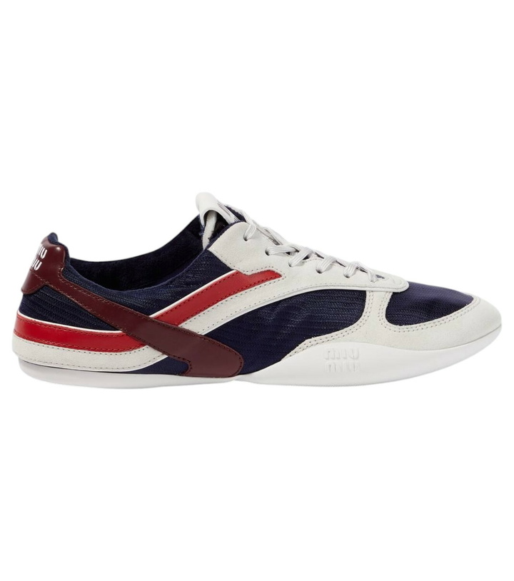 Photo: Miu Miu Gymnasium leather-trimmed sneakers