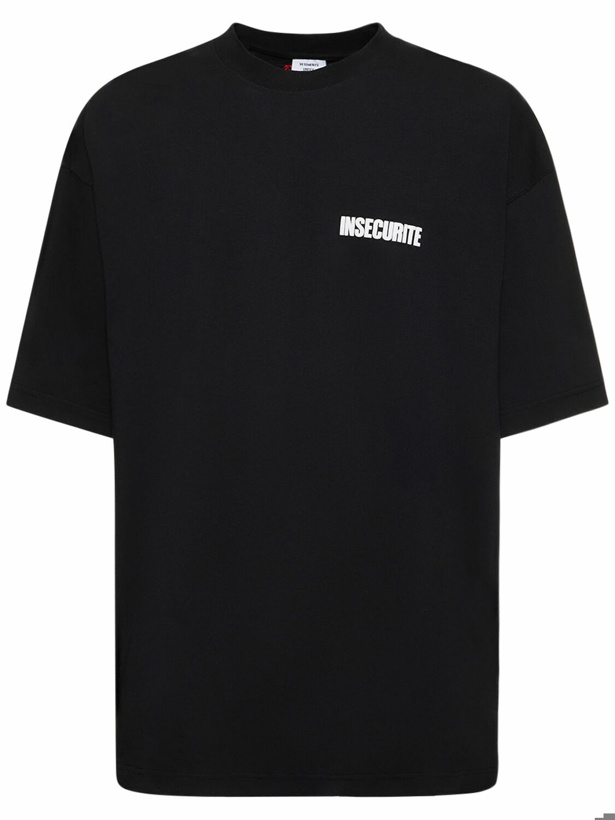 Photo: VETEMENTS - Insecurite Printed Cotton T-shirt