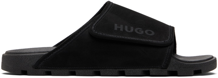 Photo: Hugo Black Strap Faux-Suede Upper Sandals