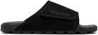 Hugo Black Strap Faux-Suede Upper Sandals