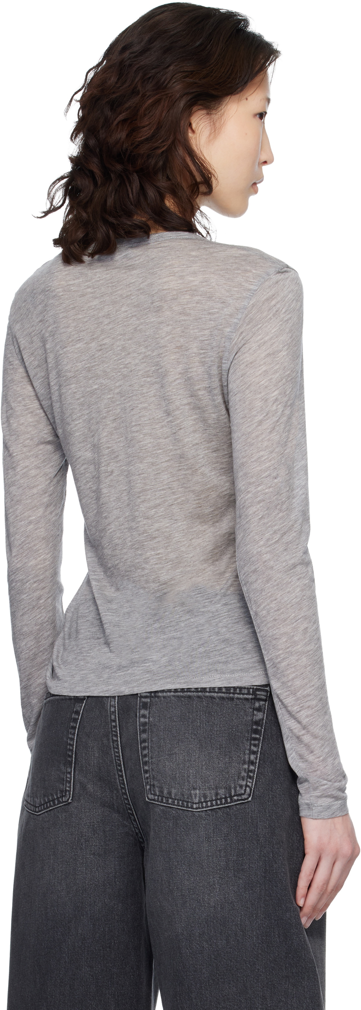 ANINE BING Gray Sylvie Long Sleeve T-shirt
