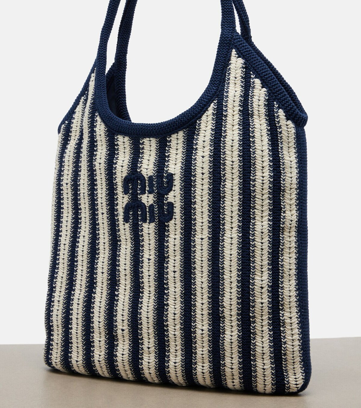 Miu Miu Ivy striped crochet shoulder bag