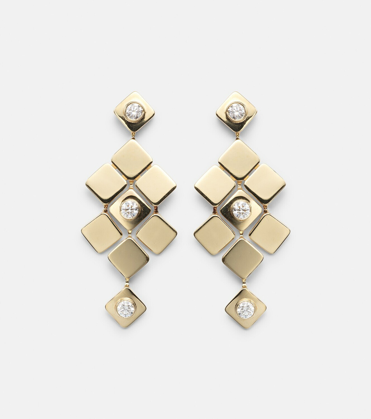Ileana Makri Tile Temple 18kt gold drop earrings with diamonds