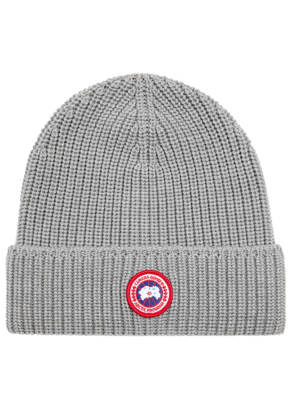 Photo: Canada Goose Arctic Disc Ribbed Wool Beanie - Grey - One Size