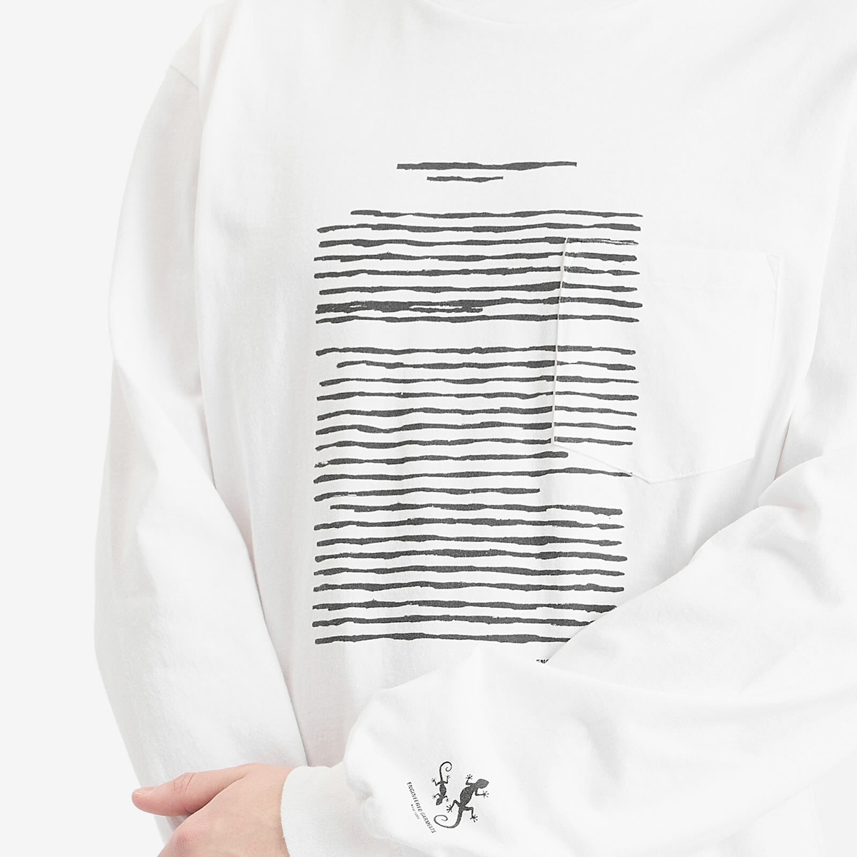 Engineered Garments Men's Printed Cross Long Sleeve T-Shirt in White