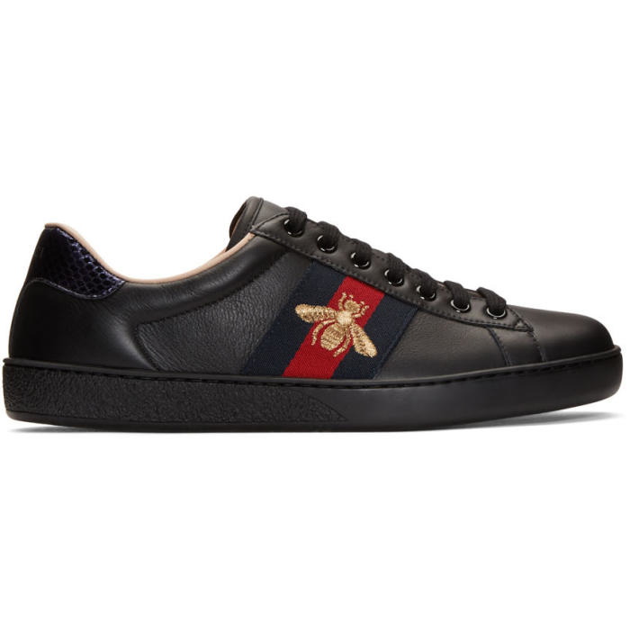 Photo: Gucci Black New Ace Bee Sneakers 