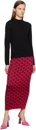 Versace Red La Greca Midi Skirt