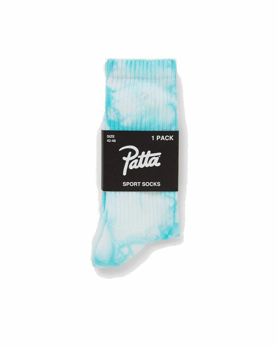 Photo: Patta Tie Dye Script Logo Sport Socks Blue - Mens - Socks