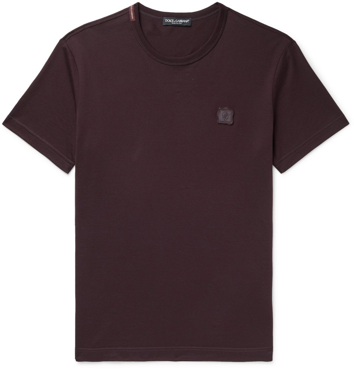 Photo: DOLCE & GABBANA - Logo-Detailed Cotton-Jersey T-Shirt - Purple