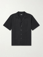 A.PRESSE - Convertible-Collar Silk and Linen-Blend Shirt - Black
