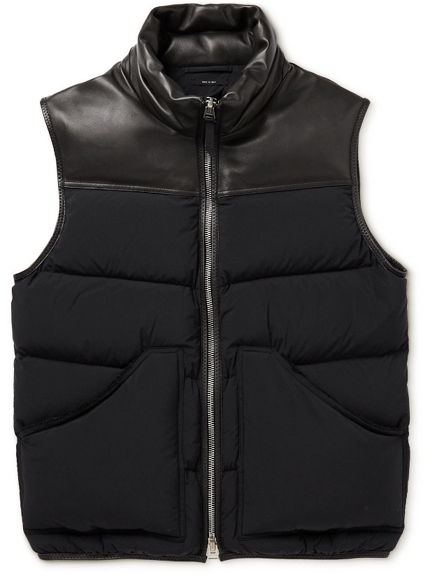 Photo: TOM FORD - Leather-Trimmed Quilted Shell Down Gilet - Black