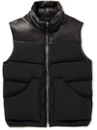 TOM FORD - Leather-Trimmed Quilted Shell Down Gilet - Black
