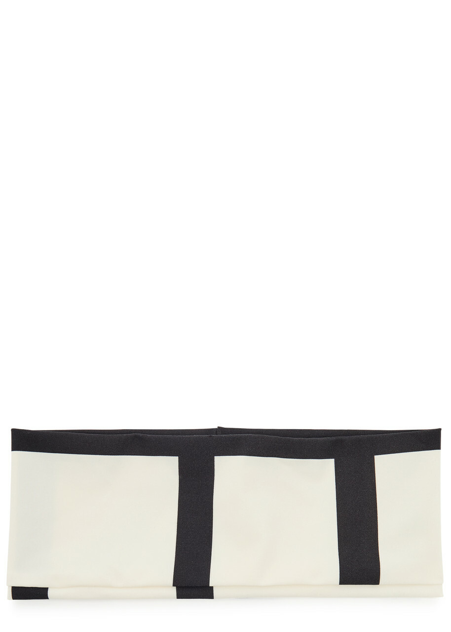 Toteme Logo-monogrammed Jersey Headband - Black And White - One Size