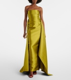 Solace London Draped strapless satin gown